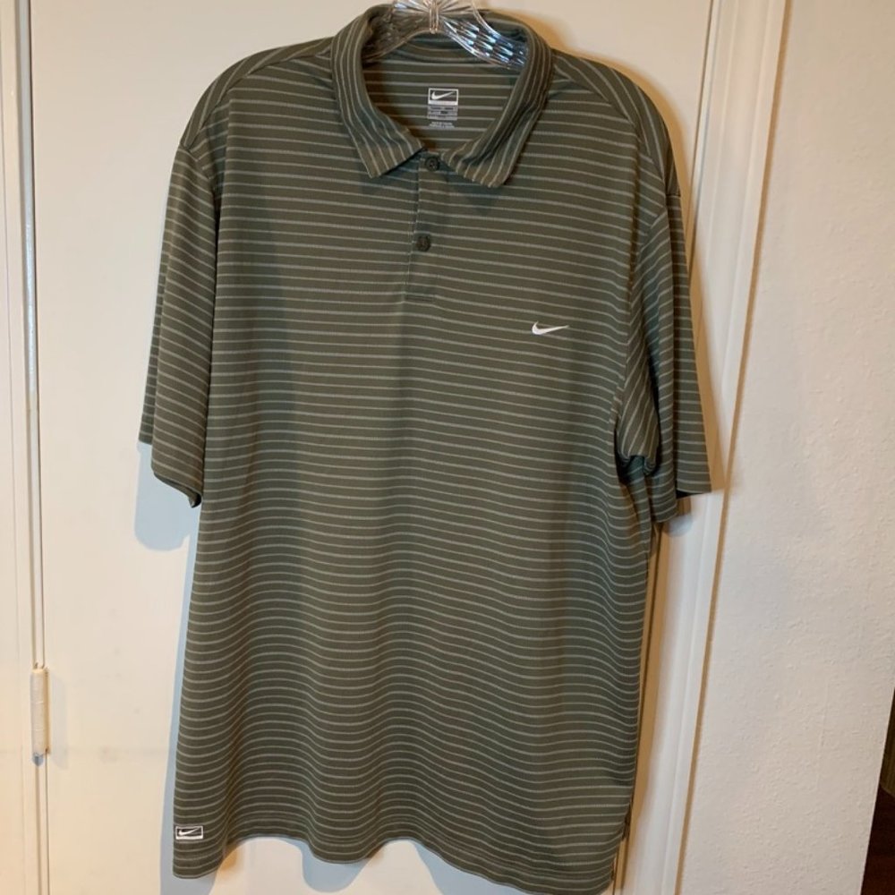 Gently Pre-Owned - MN Khaki Striped - Nike Polo